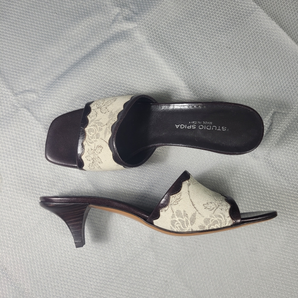 Studio SPIGA | Women's floral Slide Heel Sandals shoes 8M | Italy Made.